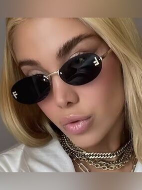 Black Oval Metal-Frame Sunglasses - Unknown Brand